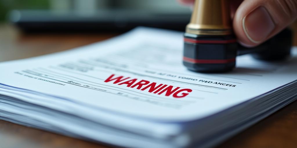 Close-up of a generic legal document with a red warning stamp